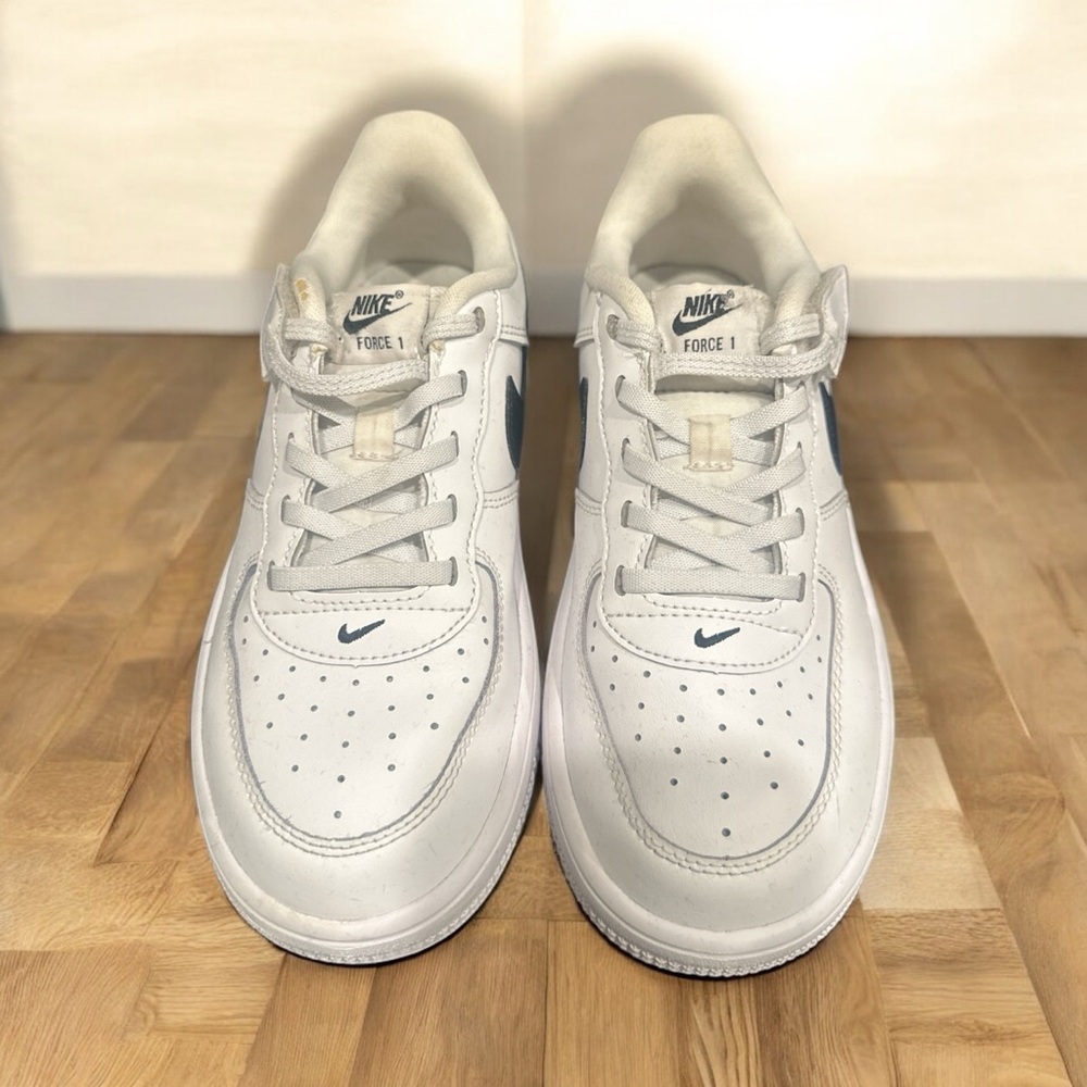 Nike Kids White Air Force 1’s with Easy Laces